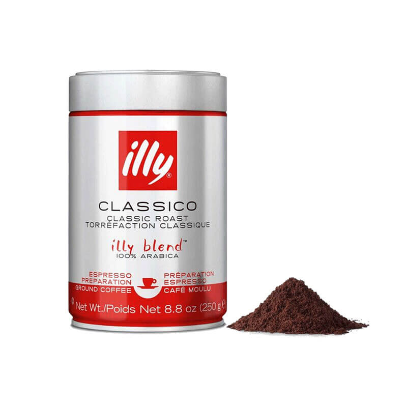 Illy Ground Espresso Coffee Classico Metal Can 250 grams