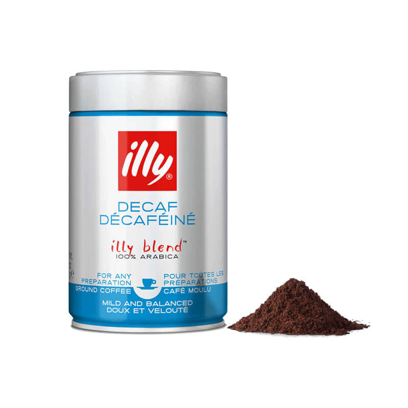 Illy Ground Espresso Coffee Classico Decaffeinated Metal Can 250 grams