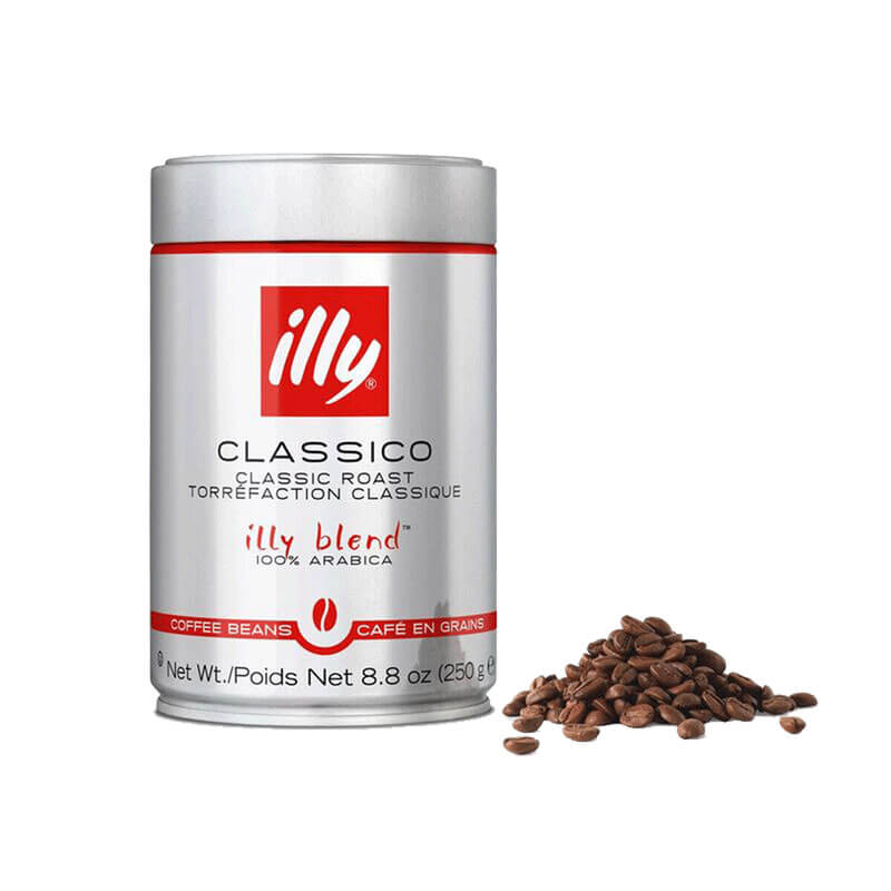 Illy Whole Bean Coffee Classico Metal Can 250 grams